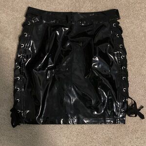 Boohoo Shiny Black Vinyl Pencil Skirt
